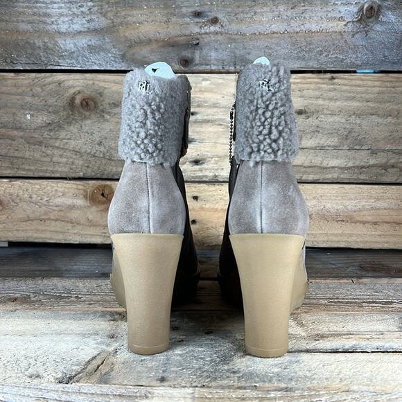 Lauren Ralph Lauren Steph Shearling-Trim Suede Bootie - Taupe - 7.5 - NWOB - Picture 4 of 10